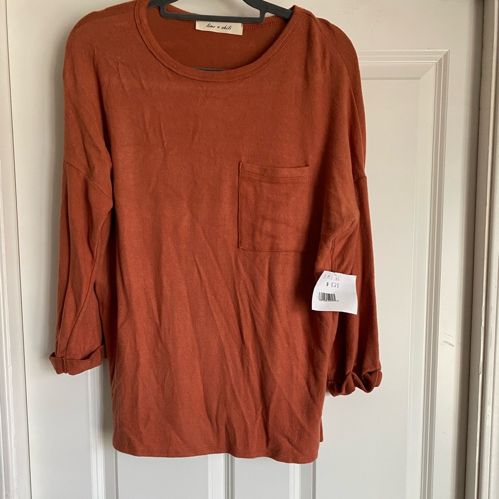 New Lime + Chili Size Small Burnt Orange Terra Cotta Rayon Blend Sweater
